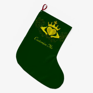 Calcetín Navideño Grande El Claddagh (Oro)