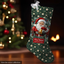 Calcetín Navideño Grande El clásico y acogedor Santa Claus se pone a rebosa