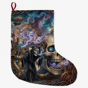 Calcetín Navideño Grande El Esqueleto Divertido – Fantasía Celta Steampunk.