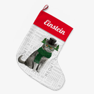 Calcetín Navideño Grande El gato se llama Navidades británicos de gato Shor