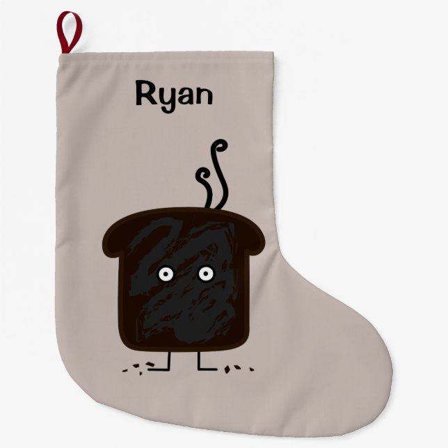 Calcetín Navideño Grande El humo quemado de la tostada desmenuza el pan de (Anverso)