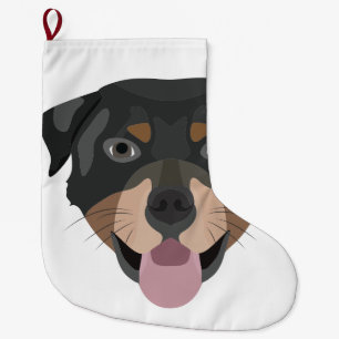 Calcetín Navideño Grande El ilustracion persigue la cara Rottweiler