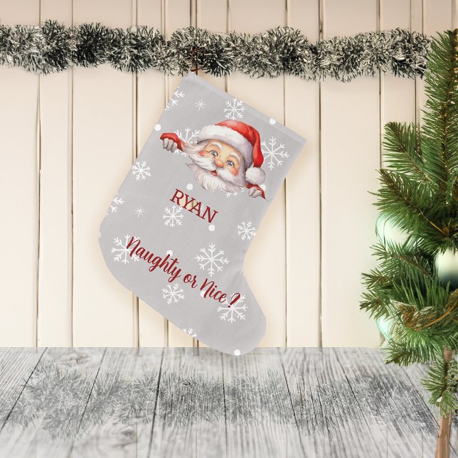 Calcetín Navideño Grande El mensaje y el nombre personalizados de Santa est (Subido por el creador)