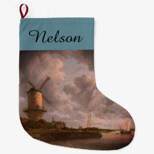 Calcetín Navideño Grande El molino de viento de Jacob van Ruisdael: