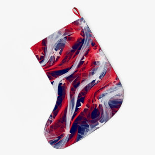 Calcetín Navideño Grande El navidad de la bandera americana que almacenaba