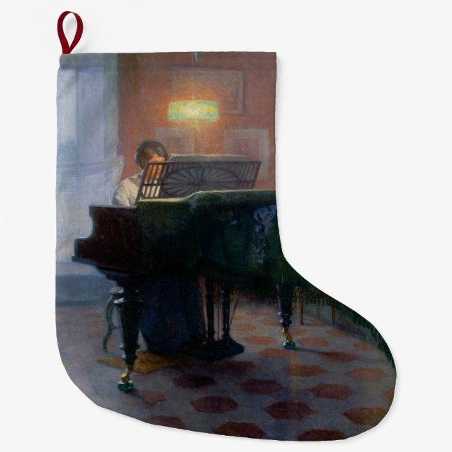 Calcetín Navideño Grande El Piano Player (Pianista) (Música Femenina) (Anverso)