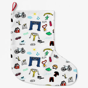 Calcetín Navideño Grande El Triathlon Doodles el almacenamiento del navidad