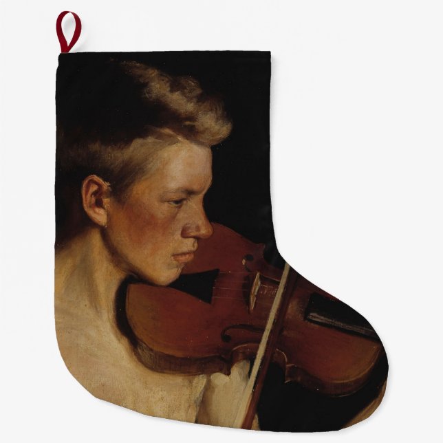 Calcetín Navideño Grande El violinista (músico masculino) (de Pekka Halonen (Anverso)