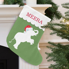 Calcetín Navideño Grande Elefante de Navidad Personalizado