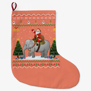 Calcetín Navideño Grande Elefante regalo de Navidad feo en elefante