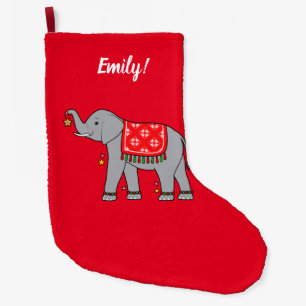 Calcetín Navideño Grande Elefante vestido para las vacaciones