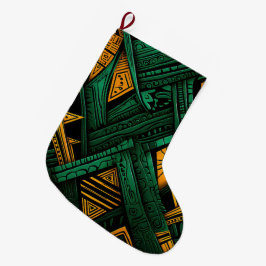 Calcetín Navideño Grande Elegancia Esmeralda Ankara - Ankara Verde Africano