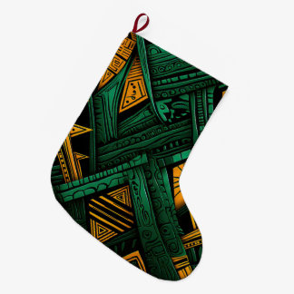 Calcetín Navideño Grande Elegancia Esmeralda Ankara - Ankara Verde Africano
