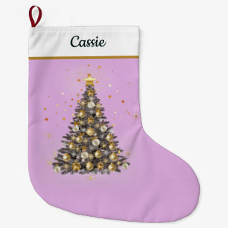 Calcetín Navideño Grande Elegant Christmas Tree Stocking – Classic Design