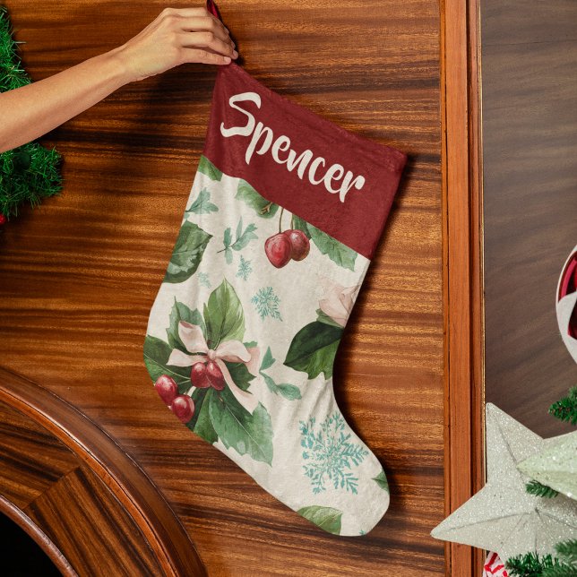 Calcetín Navideño Grande Elegant Holiday Pattern Christmas Stocking (Subido por el creador)