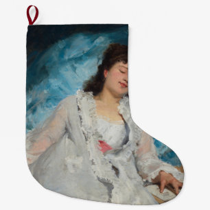 Calcetín Navideño Grande Elegante mujer francesa durmiente (dulce reposo)