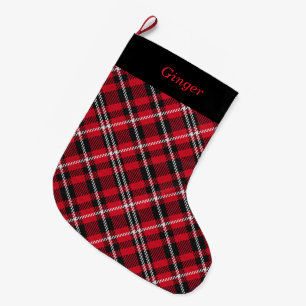 Calcetín Navideño Grande Elegante Plaid Colorido Personalizado