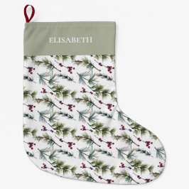 Calcetín Navideño Grande Elegantes Navidades de Poinsettia Botánica