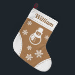 Calcetín Navideño Grande Elegantes Navidades de Snowman haciendo olas<br><div class="desc">¿Tienes un estilo de decoración particular? ¡Aquí lo encontrarás! ¿Qué es mejor que dar el regalo perfecto esta temporada de vacaciones? Estas medias de Navidades personalizados le alegrarán el manto esta temporada.</div>