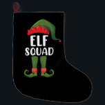 Calcetín Navideño Grande Elf Squad Funny Familiar Coincidiendo con Navidade<br><div class="desc">Elf Squad Funny Familiar Coincidiendo con Navidades</div>