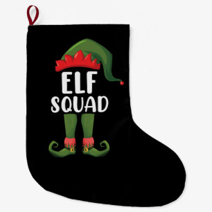 Calcetín Navideño Grande Elf Squad Funny Familiar Coincidiendo con Navidade