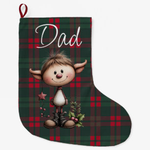 Calcetín Navideño Grande Elfo de Navidad personalizable