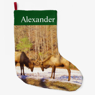 Calcetín Navideño Grande Elk en la Nieve grandes Navidades haciendo cola