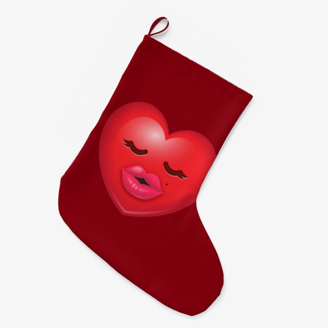 Calcetín Navideño Grande Emoji de Kissy (Frente (Colgado))