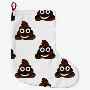 Calcetín Navideño Grande emoji de poop graciosa navidades de navidad