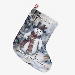 Calcetín Navideño Grande Encantador Personalizado de la Selva de Invierno c
