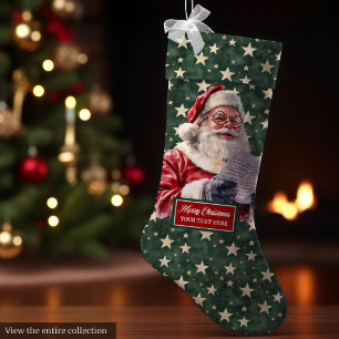 Calcetín Navideño Grande Encantador Santa Claus se alza frente al clásico p