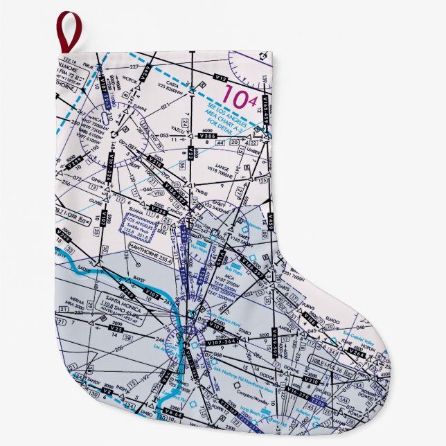 Calcetín Navideño Grande Enrutar gráfico de baja altitud (Anverso)