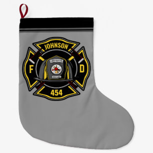 Calcetín Navideño Grande Equipo de rescate del Departamento de Bomberos
