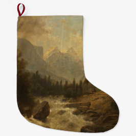 Calcetín Navideño Grande Escena del paisaje forestal (por Josef Kriehuber)