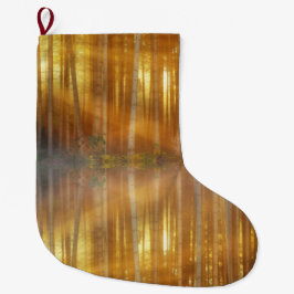 Calcetín Navideño Grande Escenario de Bosque Misty