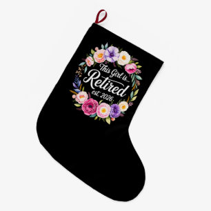 Calcetín Navideño Grande Esta Chica Está Retirada 2026 Floral Retiret