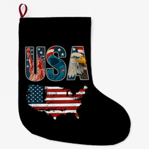 Calcetín Navideño Grande Estados Unidos Patriótico 4 de julio Bandera de Es