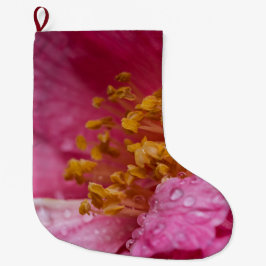 Calcetín Navideño Grande Estambres de flores de camellia rosa