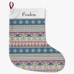 Calcetín Navideño Grande Estilo azteca de árbol de Navidad - Fiesta única