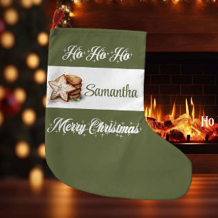Calcetín Navideño Grande Estilo de vacaciones clásico y neutral personaliza