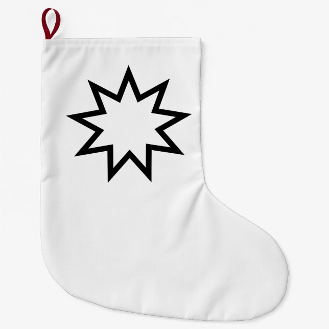 Calcetín Navideño Grande Estrella de nueve puntas (símbolo de la fe bahaí) (Anverso)