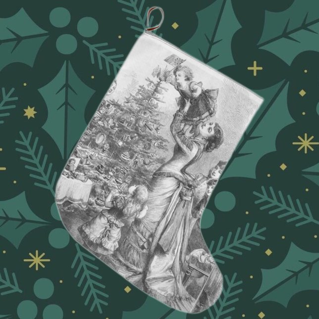 Calcetín Navideño Grande Estrella victoriana del árbol de Navidad (Subido por el creador)