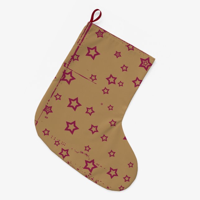 Calcetín Navideño Grande estrellas estampadas (Frente (Colgado))