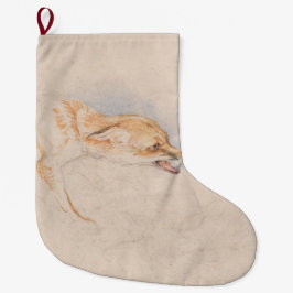 Calcetín Navideño Grande Estudio de un Zorro de Crouching (por John Frederi