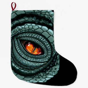 Calcetín Navideño Grande Etiquetas de regalo de Ojo de Reptil Primordial