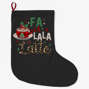 Calcetín Navideño Grande Fa Fa La La Latte Divertida Navidad Santa Navidad 