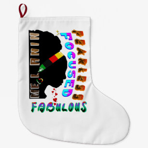 Calcetín Navideño Grande Fabuloso Melanin, sin miedo