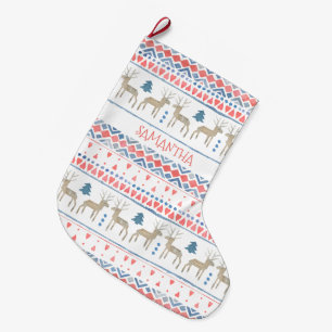 Calcetín Navideño Grande Fairisle nórdico escandinavo personalizado