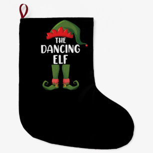 Calcetín Navideño Grande Familia de elfos bailarines, grupo de Navidad para