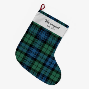 Calcetín Navideño Grande Familia Tartan Clan Campbell Plaid personalizada